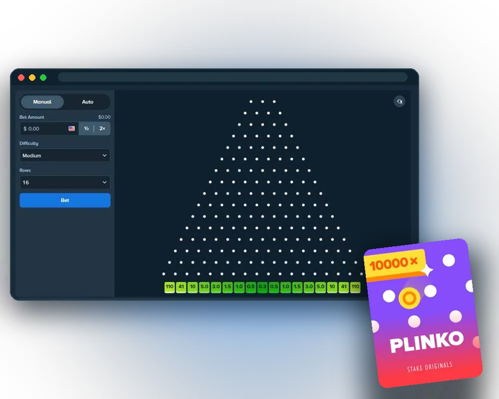 Plinko game window on stake.com